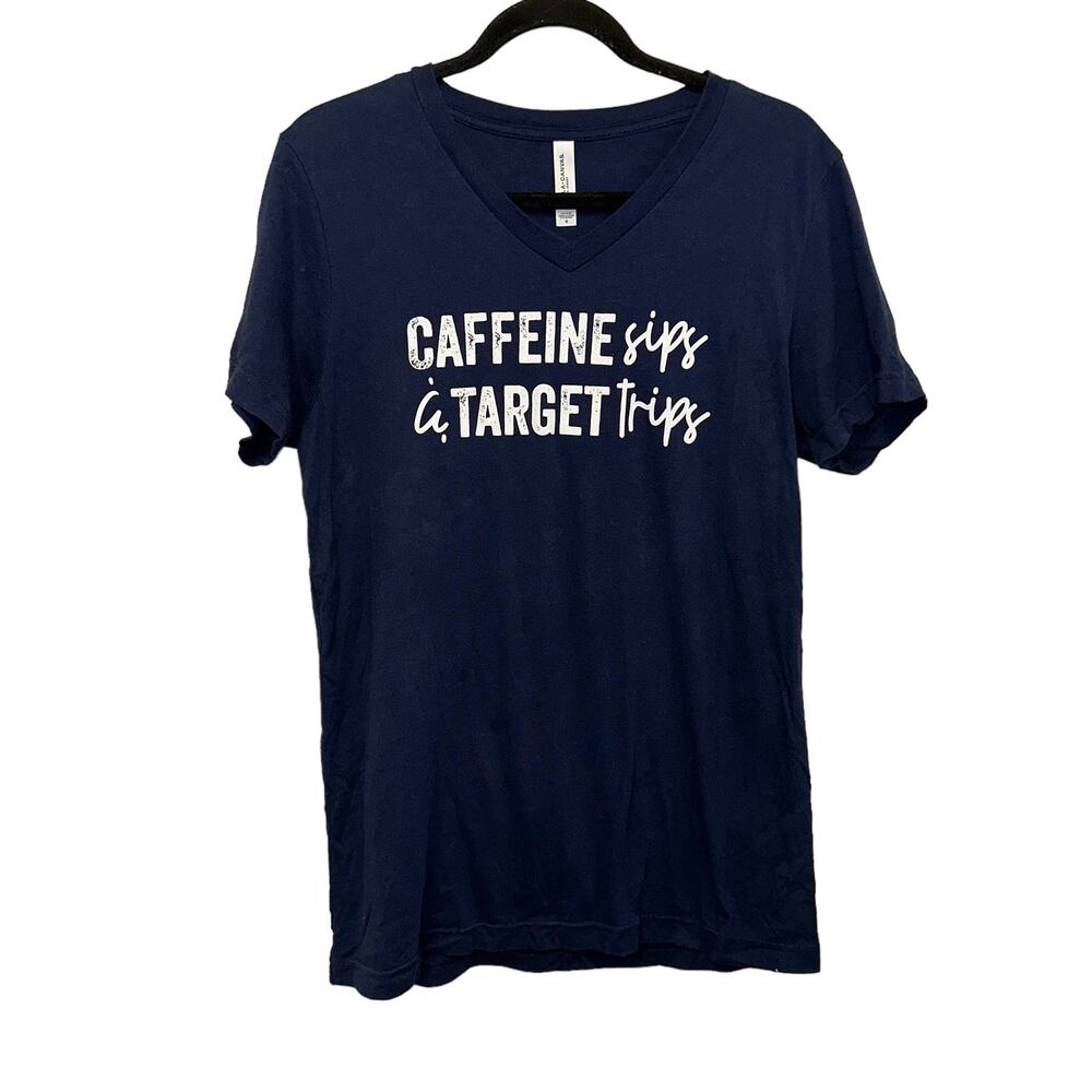 Caffeine Sips‎ & Target Trips Graphic Tee Navy Blue Medium